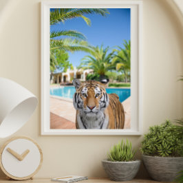 Tiger i Luxurious Villa Animal-fotografi Poster
