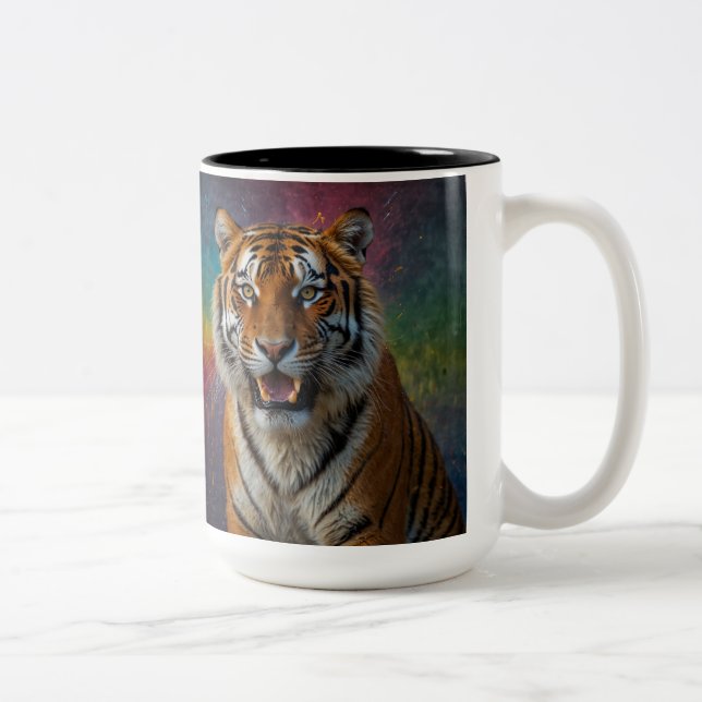 Tiger i Porträtt Två-Tonad Mugg (Höger)