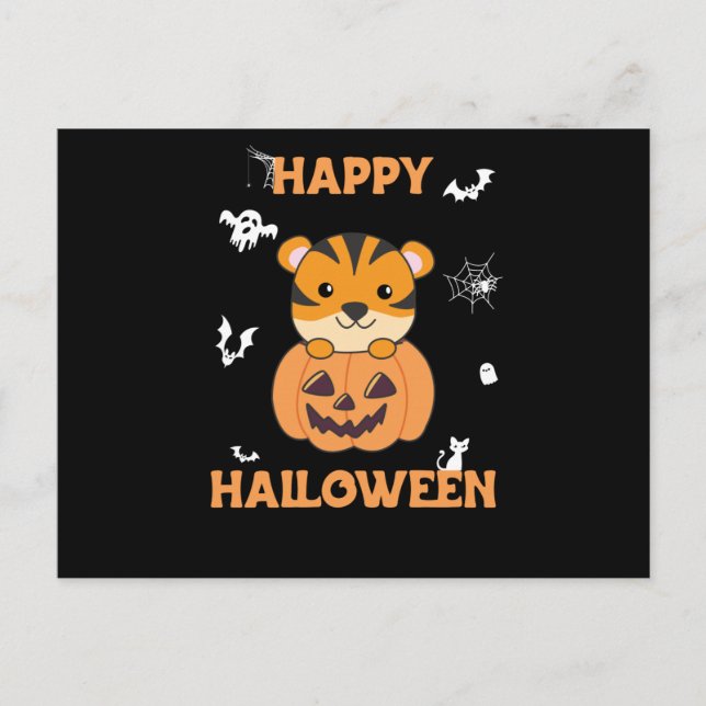 Tiger i Pumpkin Sweet Tiger Happy halloween Vykort (Framsida)