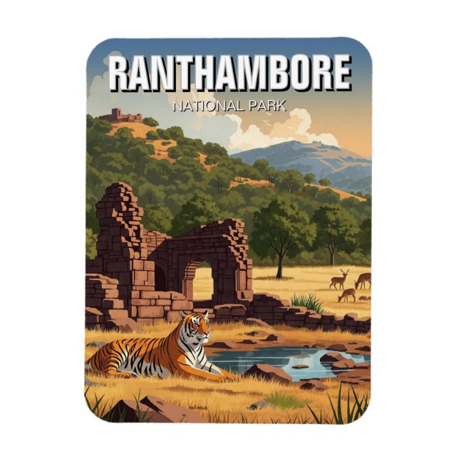 Tiger i Ranthambore National Park India Travel Magnet (Vertikal)