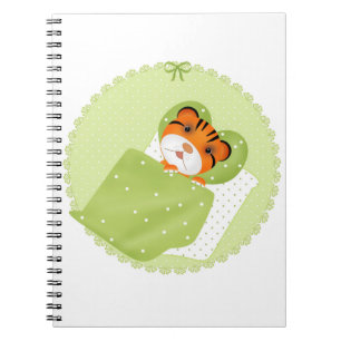 Tiger i sängillustration - barnslig skrift anteckningsbok
