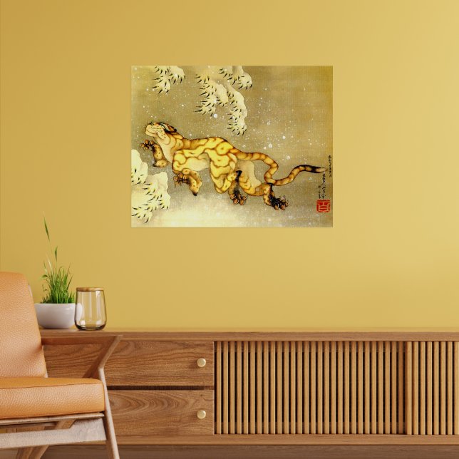 Tiger i snö Katsushika Hokusai 1849 Poster (Vardagsrum 2)