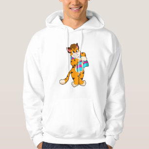 Tiger i vinter med Scarf Hoodie