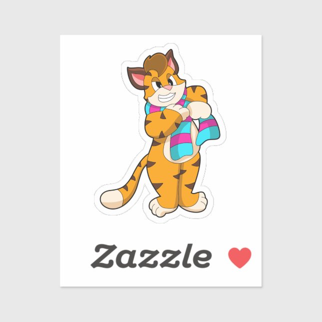 Tiger i vinter med Scarf Klistermärken (Ark)