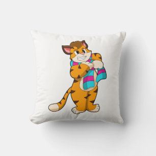 Tiger i vinter med Scarf Kudde