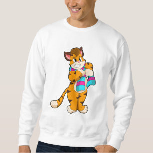Tiger i vinter med Scarf Lång Ärmad Tröja