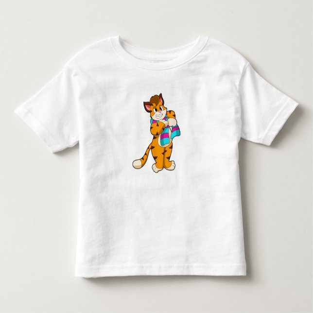 Tiger i vinter med Scarf T Shirt (Framsida)