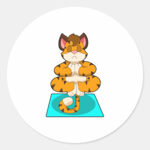 Tiger i Yoga på Yoga-mattan Runt Klistermärke