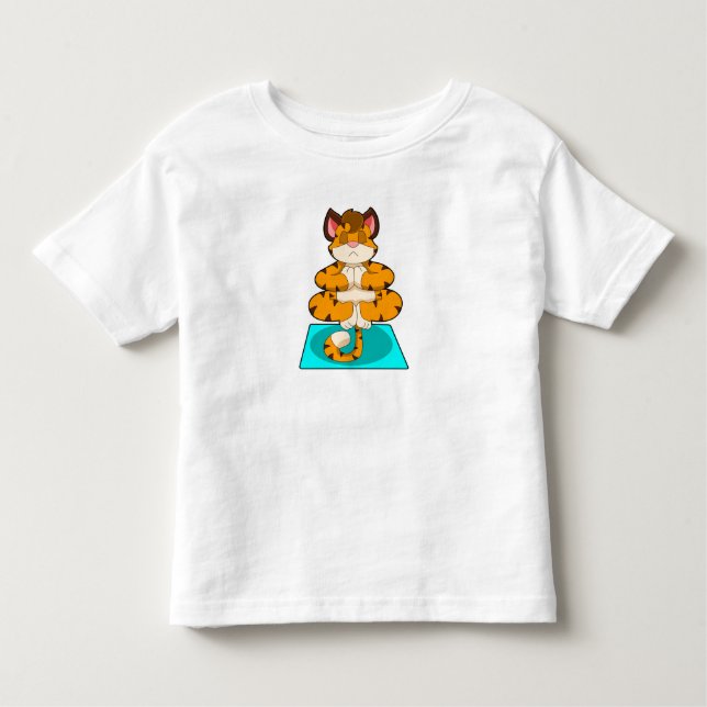 Tiger i Yoga på Yoga-mattan T Shirt (Framsida)