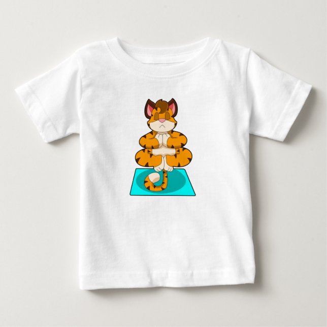 Tiger i Yoga på Yoga-mattan T Shirt (Framsida)