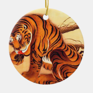 Tiger Illustration av Ito Jakuchu Julgransprydnad Keramik