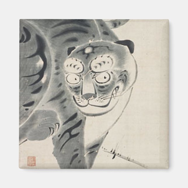 Tiger Illustration av Ito Jakuchu Magnet (Framsidan)