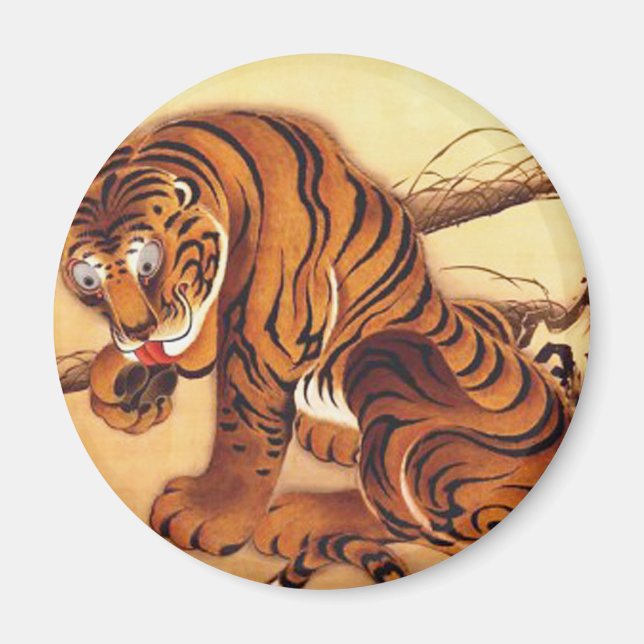 Tiger Illustration av Ito Jakuchu Magnet (Framsidan)