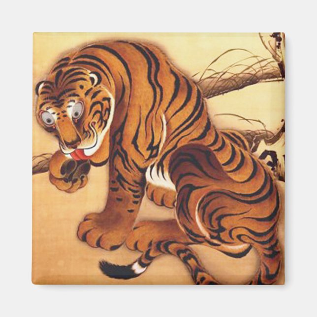 Tiger Illustration av Ito Jakuchu Magnet (Framsidan)