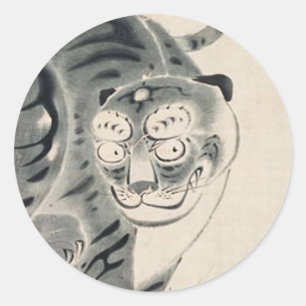 Tiger Illustration av Ito Jakuchu Runt Klistermärke