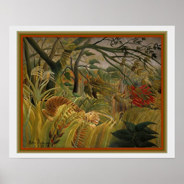 "Tiger in a Tropical Storm" av Henri Rosseau Poster (Framsidan)