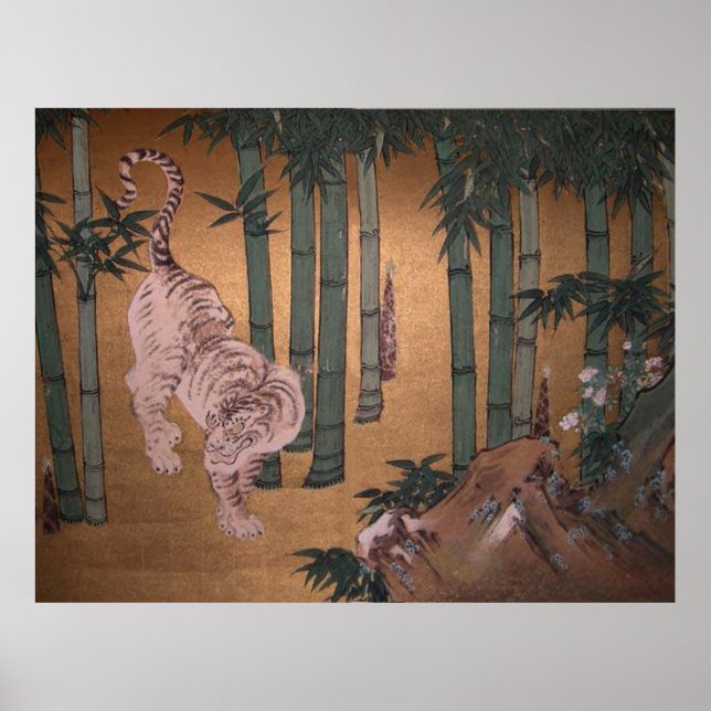 Tiger in Bamboo Grove by Kano Tan-yu Poster (Framsidan)