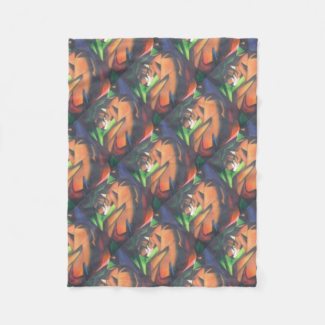 Tiger in Geometric Art Stil Franz Marc Fleecefilt (Framsidan)