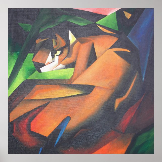 Tiger in Geometric Art Stil Franz Marc Poster (Framsidan)
