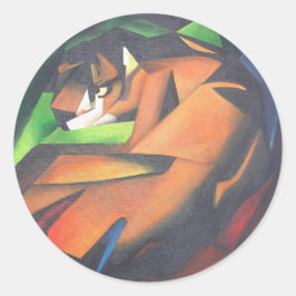 Tiger in Geometric Art Stil Franz Marc Runt Klistermärke
