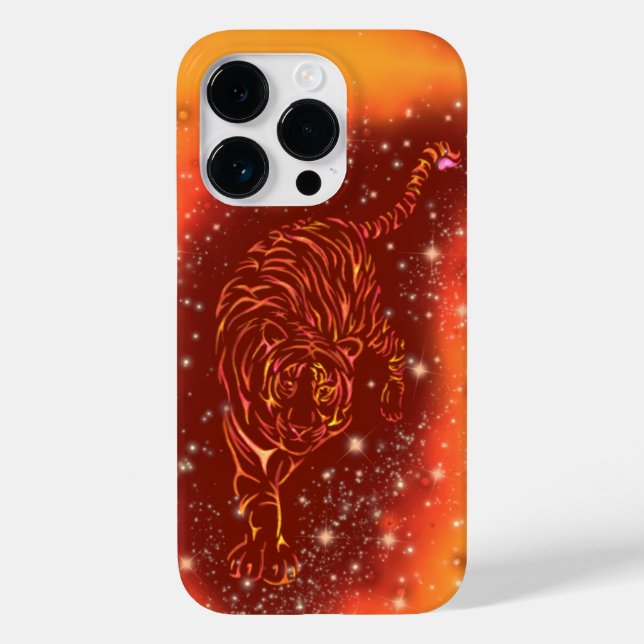 Tiger iphone case som kör i Starry Natt (Baksida)