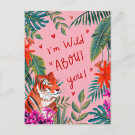 Tiger jag är vild om ditt rosa valentins dagskort vykort