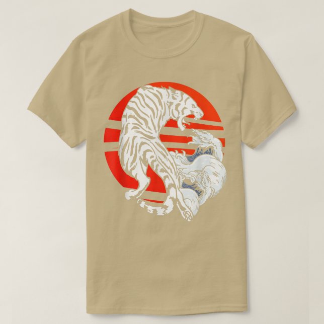 Tiger Japansk Art Wave Predator Wildlife Wilderne T Shirt (Design framsida)
