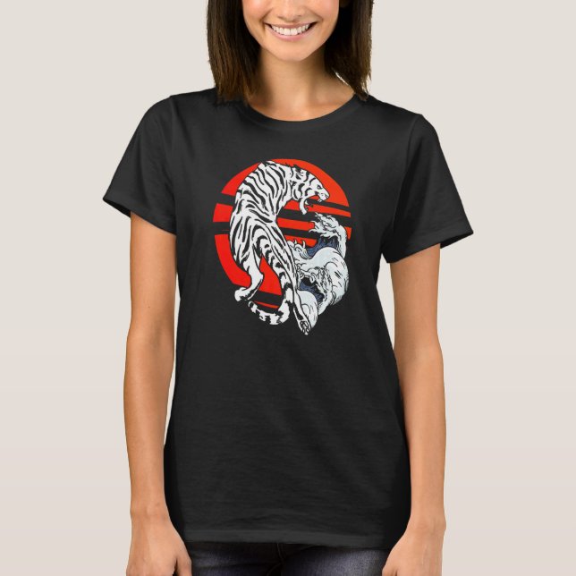 Tiger Japansk Wave Predator Wildlife Wilderness J T Shirt (Framsida)