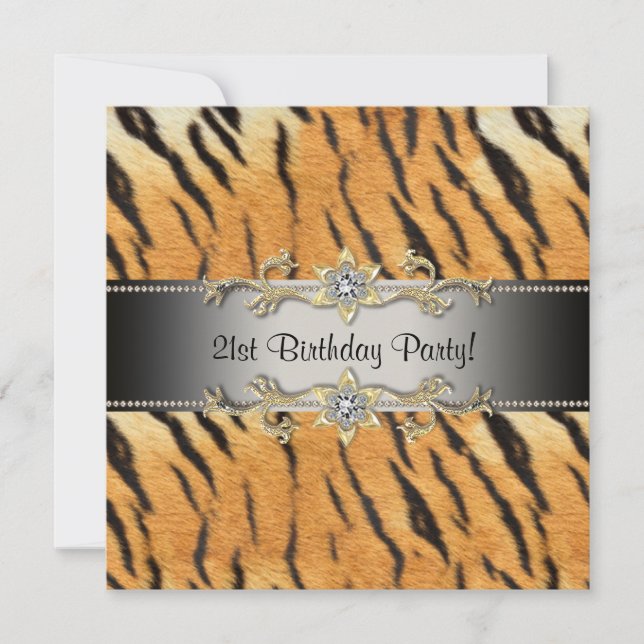 Tiger Jewel 21:a födelsedagsinbjudan Tiger 21 Inbjudningar (Framsida)