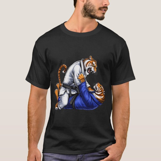 Tiger Jiu-Jitsu Brottare T Shirt (Framsida)