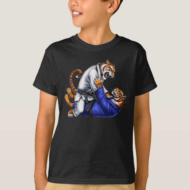 Tiger Jiu-Jitsu Wrestlers T Shirt (Framsida)