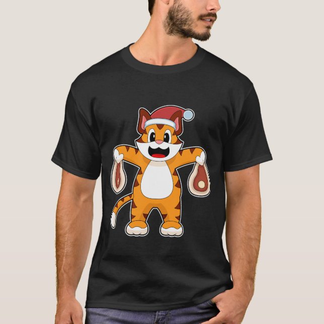 Tiger jul Kött T Shirt (Framsida)