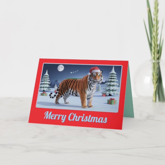 Tiger Jul Landskap Semester Kort (Framsida)
