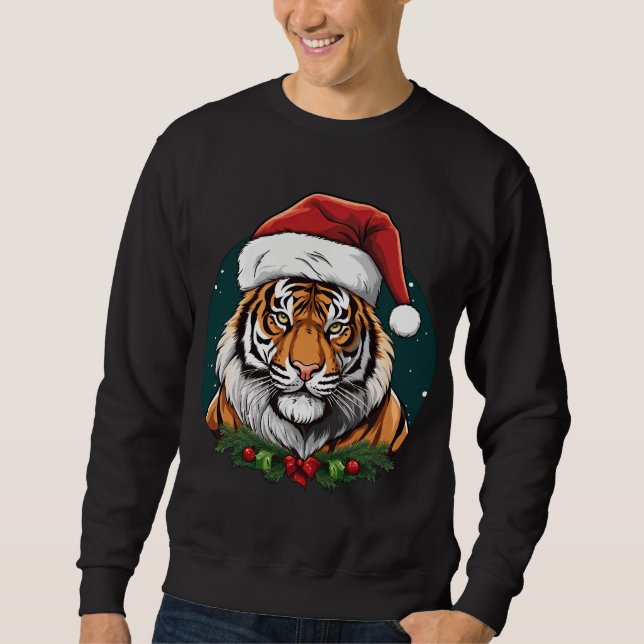 Tiger jul lång ärmad tröja (Framsida)