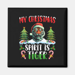 Tiger jul Santa hatt julgran Min julstämning Magnet