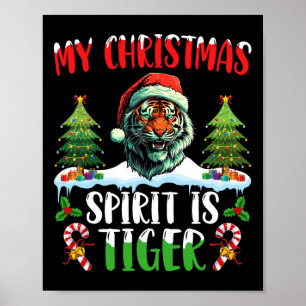 Tiger jul Santa hatt julgran Min julstämning Poster