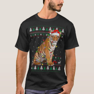 Tiger jul Santa hatt ljus ful jul T Shirt
