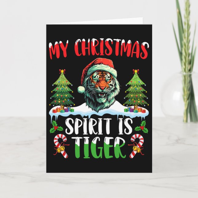 Tiger jul Santa hatt Xmas Min julstämning Kort (Framsida)