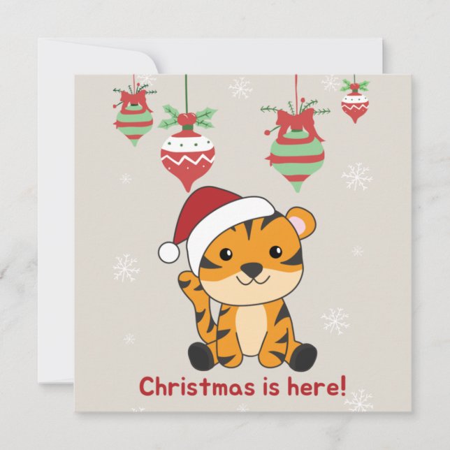 Tiger jul snö vinterdjur Tiger Inbjudan (Framsida)