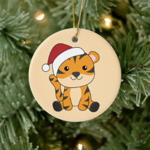 Tiger jul Snö Winter Animals Tiger Ceramic Julgransprydnad Keramik
