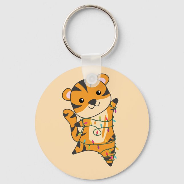 Tiger jul Snö Winter Animals Tiger Keychain Nyckelring (Framsida)