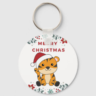 Tiger jul Snö Winter Animals Tiger Keychain Nyckelring
