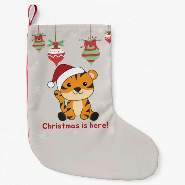 Tiger jul Snö Winter Animals Tiger Small Ch Liten Julstrumpa (Framsidan)