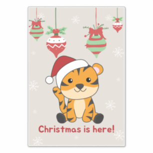 Tiger jul Snö Winter Animals Tiger Sticker Klistermärken