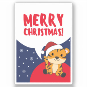 Tiger jul Snö Winter Animals Tiger Sticker Klistermärken