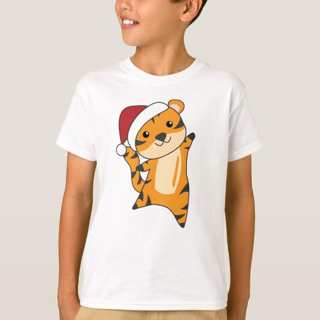 Tiger jul Snö Winter Animals Tiger T Shirt (Framsida)