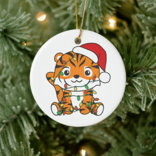 Tiger jul Winter Animals Helgdag Tigers Julgransprydnad Keramik