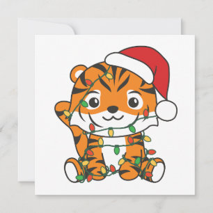 Tiger jul Winter Animals Helgdag Tigers Julkort