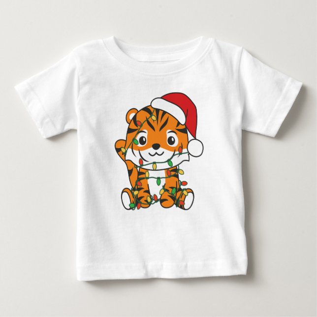 Tiger jul Winter Animals Helgdag Tigers T Shirt (Framsida)