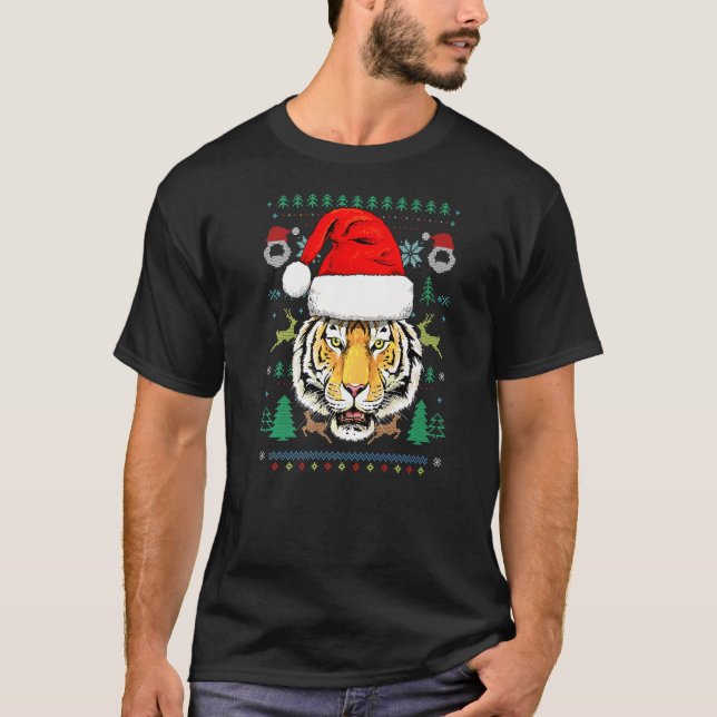 Tiger jul Zoo Safari Vild Animal Tiger Whisp T Shirt (Framsida)